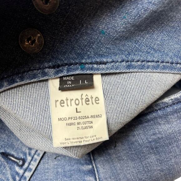 RETROFETE Kayden Denim Micro Mini Skirt Sea Blue Two Button Snap Size Large NEW - Picture 9 of 11